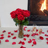 Perfect Pair Red Rose Bouquet and Petals