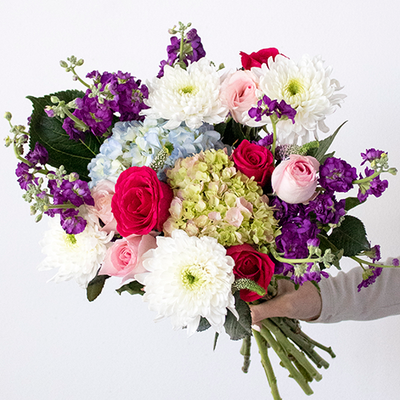 Bright Future Pink and Blue Flower Arrangement