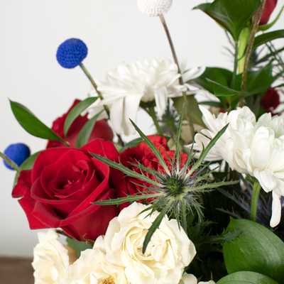 Patriotic Red White and Blue Flowers DIY Box