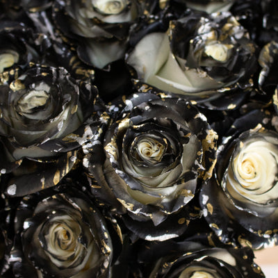Sparkling Chandelier Spiral Black Rose Arrangement